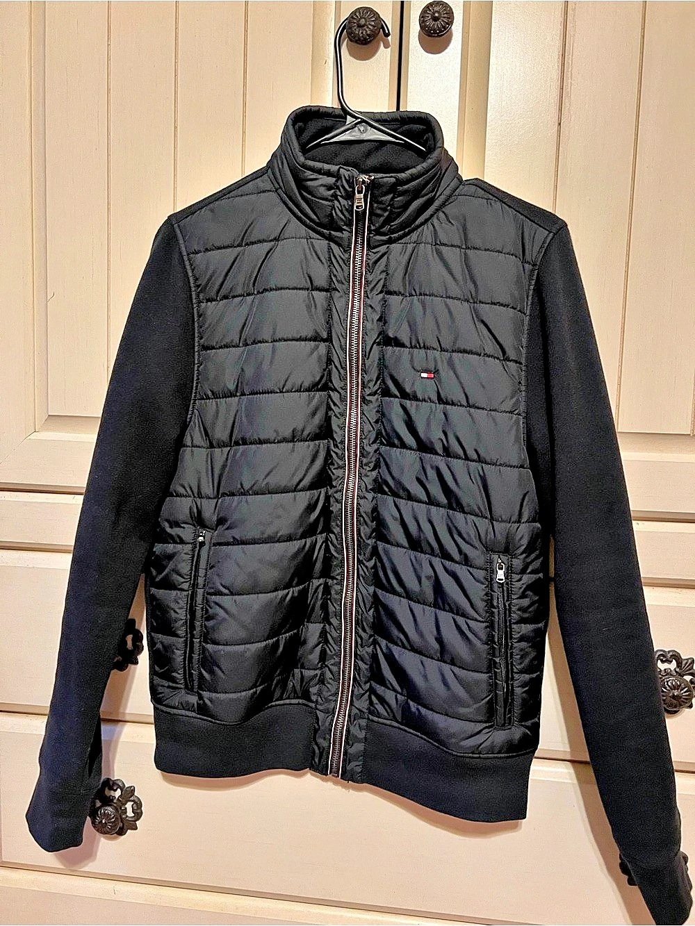 Tommy Hilfiger Mixed-Media Performance Zip Jacket Black Size Small